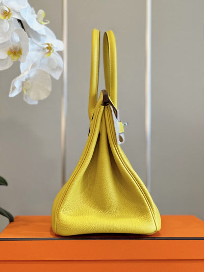 Herm*s birkin phw togo yellow like auth handbags woman’s lock silver 30cm - image 7