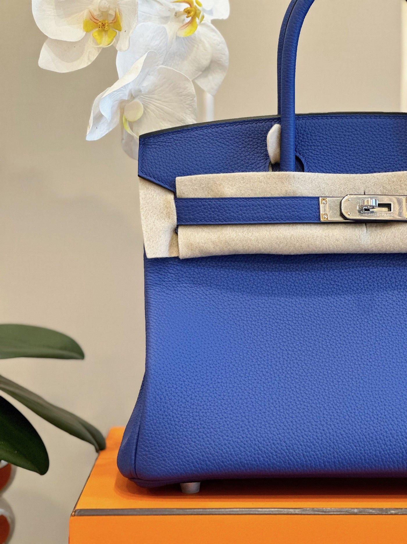 Herm*s woman’s birkin phw togo blue handbags lock silver 30cm - image 5