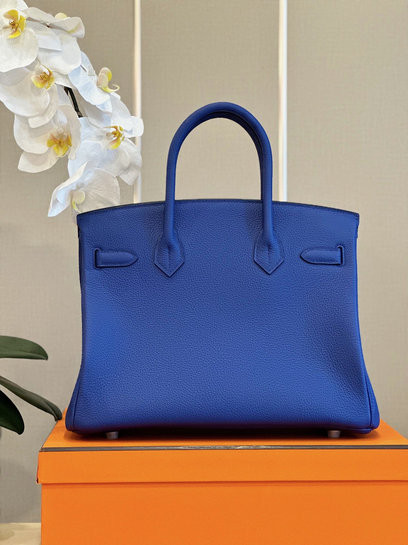 Herm*s woman’s birkin phw togo blue handbags lock silver 30cm - image 6