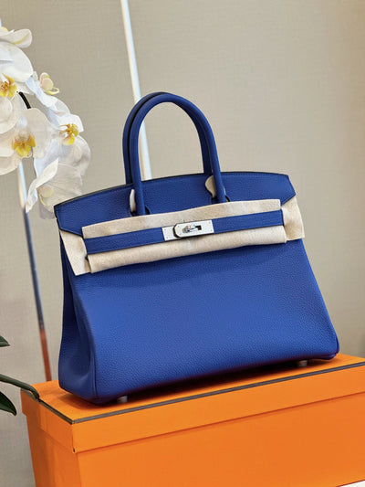 Herm*s woman’s birkin phw togo blue handbags lock silver 30cm - image 8