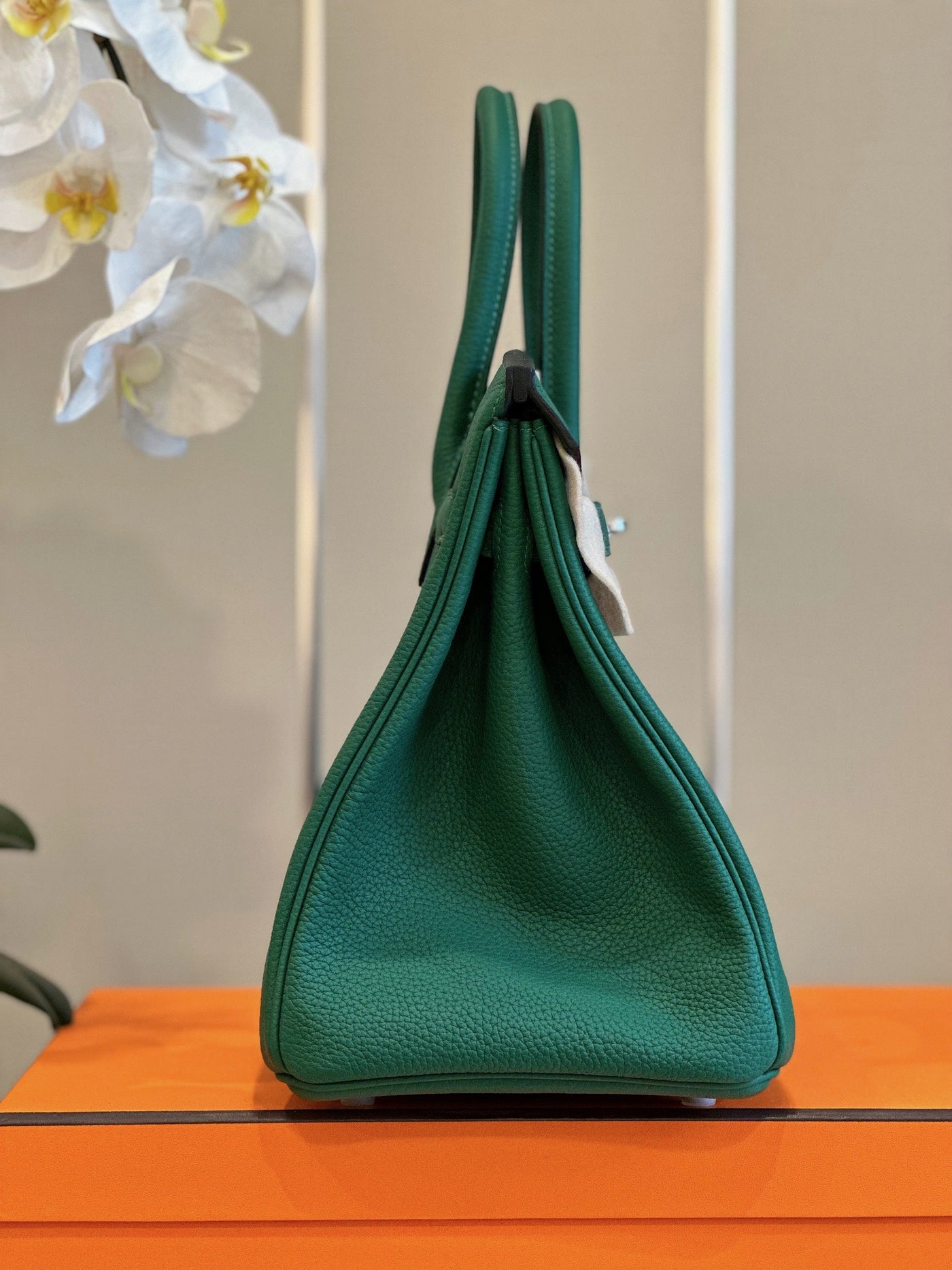 Herm*s birkin phw togo woman’s green handbags lock silver 30cm - image 4