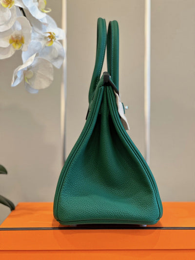 Herm*s birkin phw togo woman’s green handbags lock silver 30cm - image 4