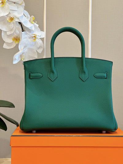Herm*s birkin phw togo woman’s green handbags lock silver 30cm - image 7