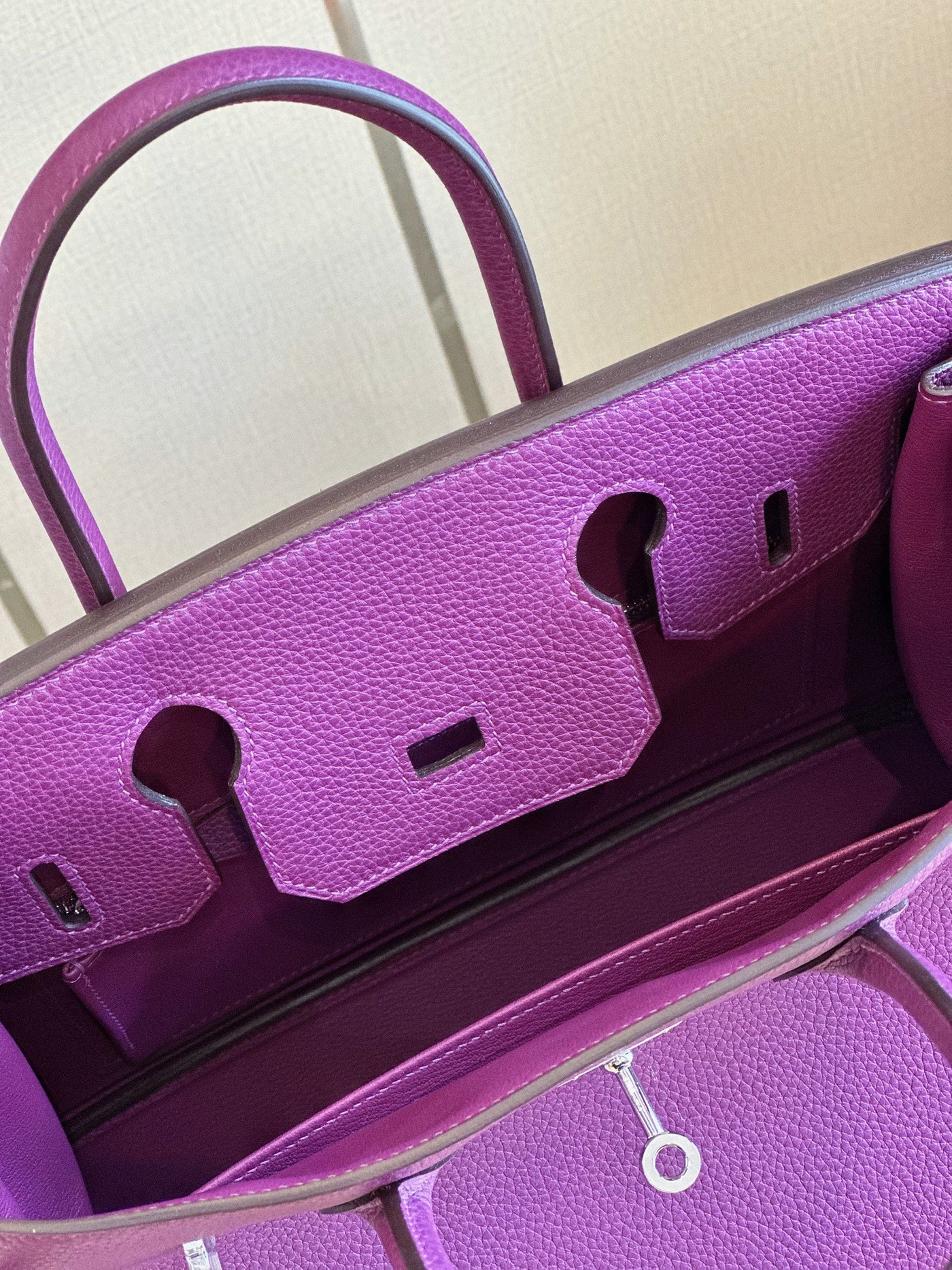 Herm*s woman’s birkin phw togo handbags purple lock silver 30cm - image 4