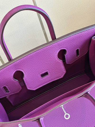 Herm*s woman’s birkin phw togo handbags purple lock silver 30cm - image 4