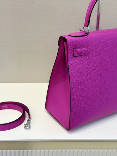 Herm*s kelly replica 11 handbags purple lock silver 28cm - image 7