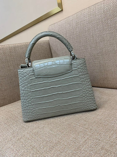 Lou*s Vuitt*n lv capucines bb gray crocodile leather handbag like auth 21cm - image 6