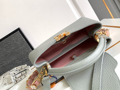 Lou*s Vuitt*n lv capucines bb like auth woman’s grey blue handbags 27x18x9cm - image 3