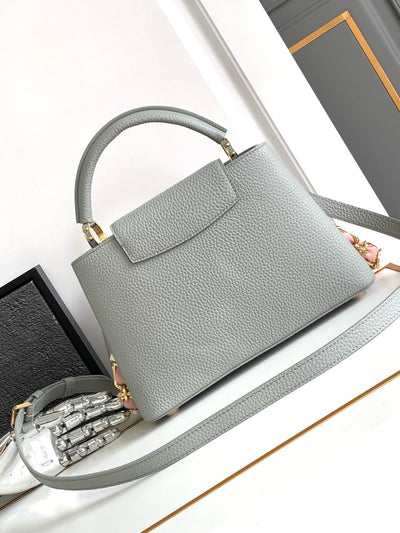 Lou*s Vuitt*n lv capucines bb like auth woman’s grey blue handbags 27x18x9cm - image 8