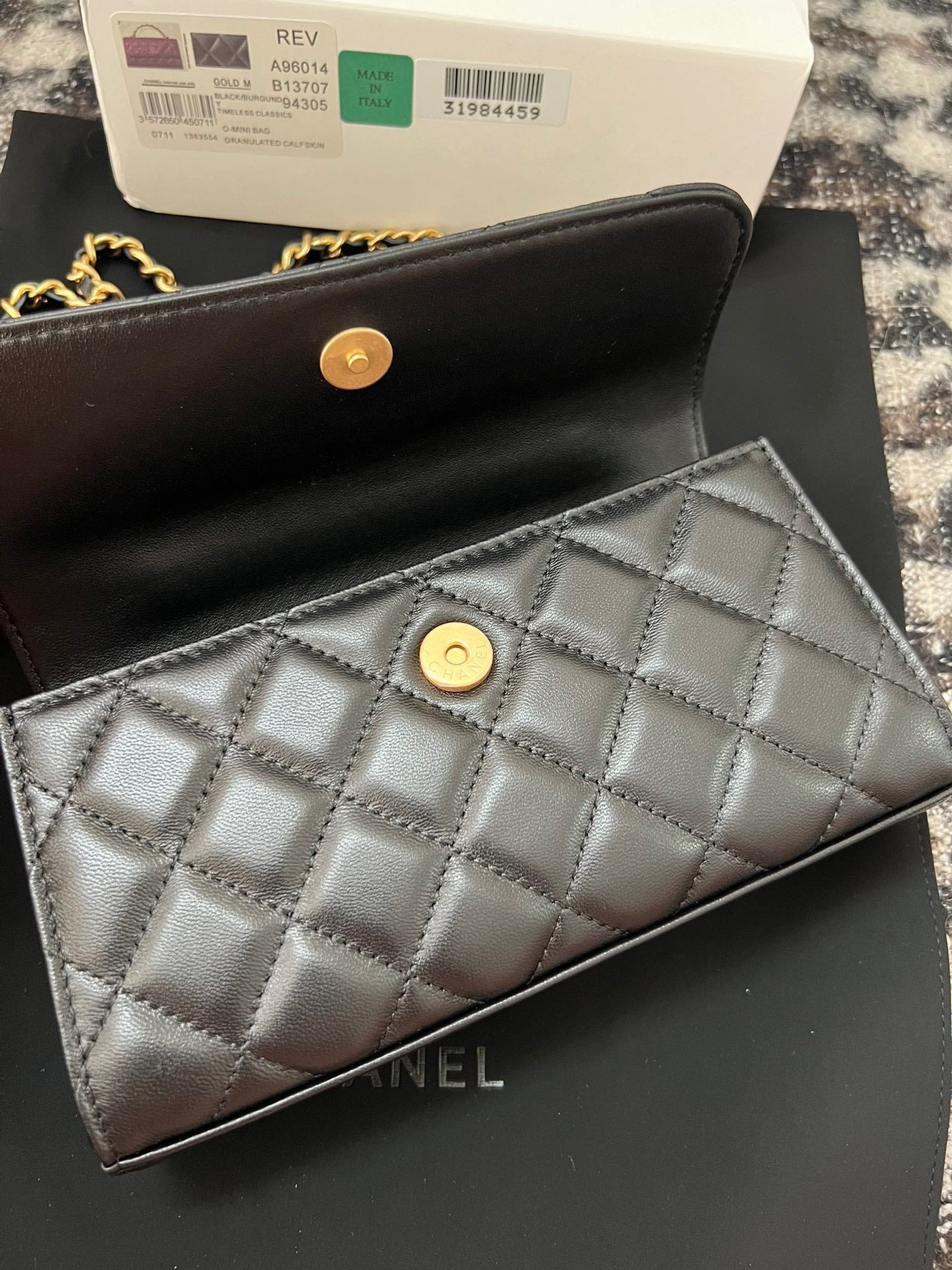 Chan*l woc black handbags pearl handle plated lock gold 19cm - image 4