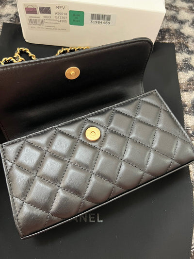 Chan*l woc black handbags pearl handle plated lock gold 19cm - image 4