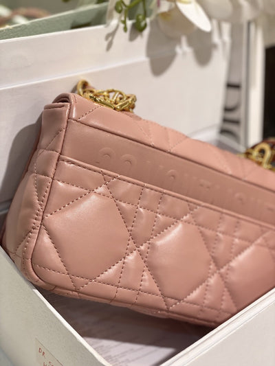 Di*r pink plaid super quality women’s handbag with gold lock 25cm - image 5