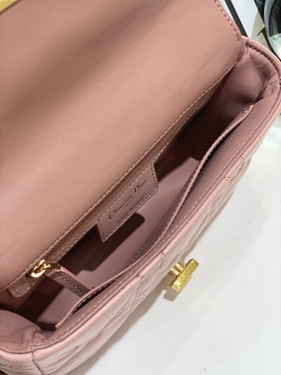 Di*r pink plaid super quality women’s handbag with gold lock 25cm - image 8