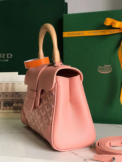 Goya*d saigon handbag pink women’s wooden handle 20x15cm - image 3