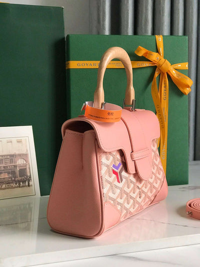 Goya*d saigon handbag pink women’s wooden handle 20x15cm - image 4