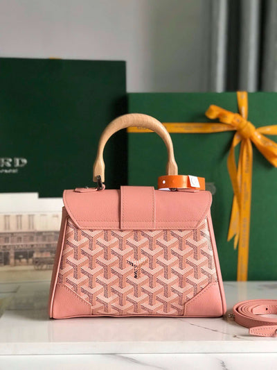 Goya*d saigon handbag pink women’s wooden handle 20x15cm - image 6