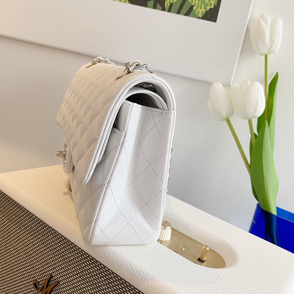 Chan*l classic handbags lizard skin white with silver lock 25cm - image 2