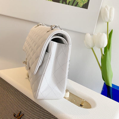 Chan*l classic handbags lizard skin white with silver lock 25cm - image 2