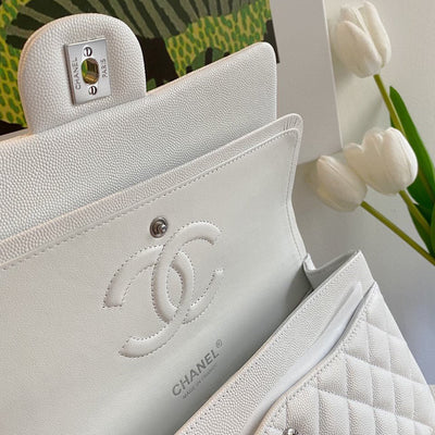 Chan*l classic handbags lizard skin white with silver lock 25cm - image 7