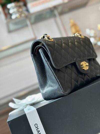Chan*l classic handbags with lock gold black leather 23cm - image 2