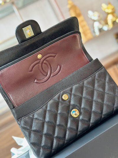 Chan*l classic handbags with lock gold black leather 23cm - image 6