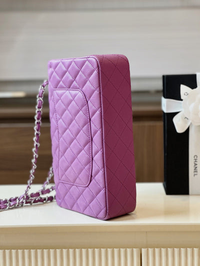 Chan*l classic handbags woman’s purple lock silver 25cm - image 2