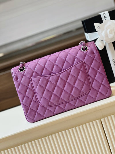 Chan*l classic handbags woman’s purple lock silver 25cm - image 4
