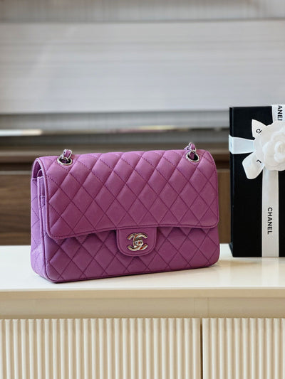 Chan*l classic handbags woman’s purple lock silver 25cm - image 5