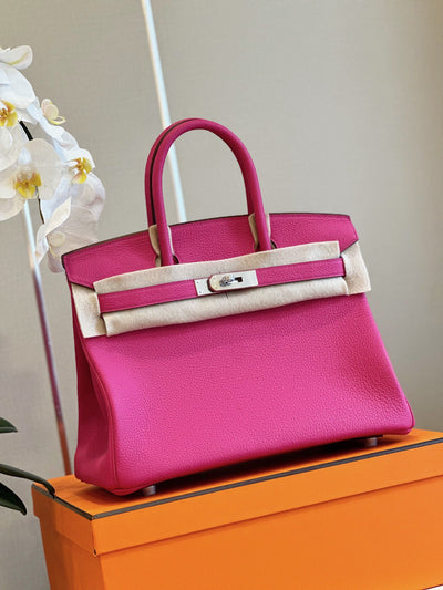 Herm*s birkin phw togo pink lock silver handbags woman’s 30cm - image 2