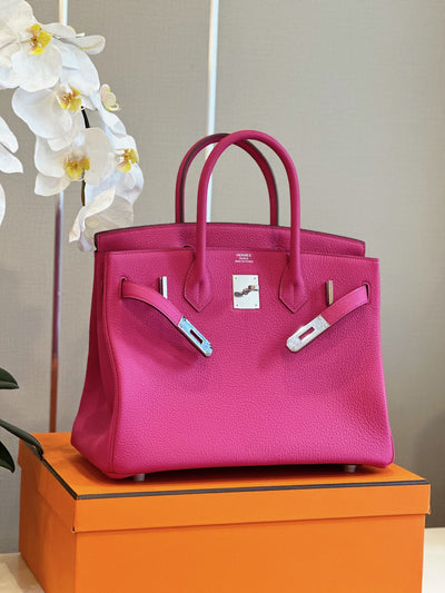 Herm*s birkin phw togo pink lock silver handbags woman’s 30cm - image 3