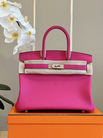 Herm*s birkin phw togo pink lock silver handbags woman’s 30cm - image 4