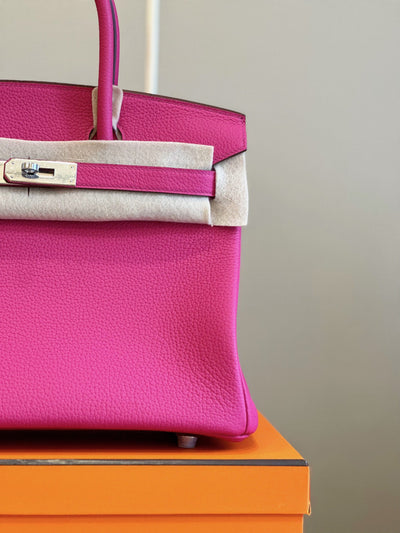 Herm*s birkin phw togo pink lock silver handbags woman’s 30cm - image 5