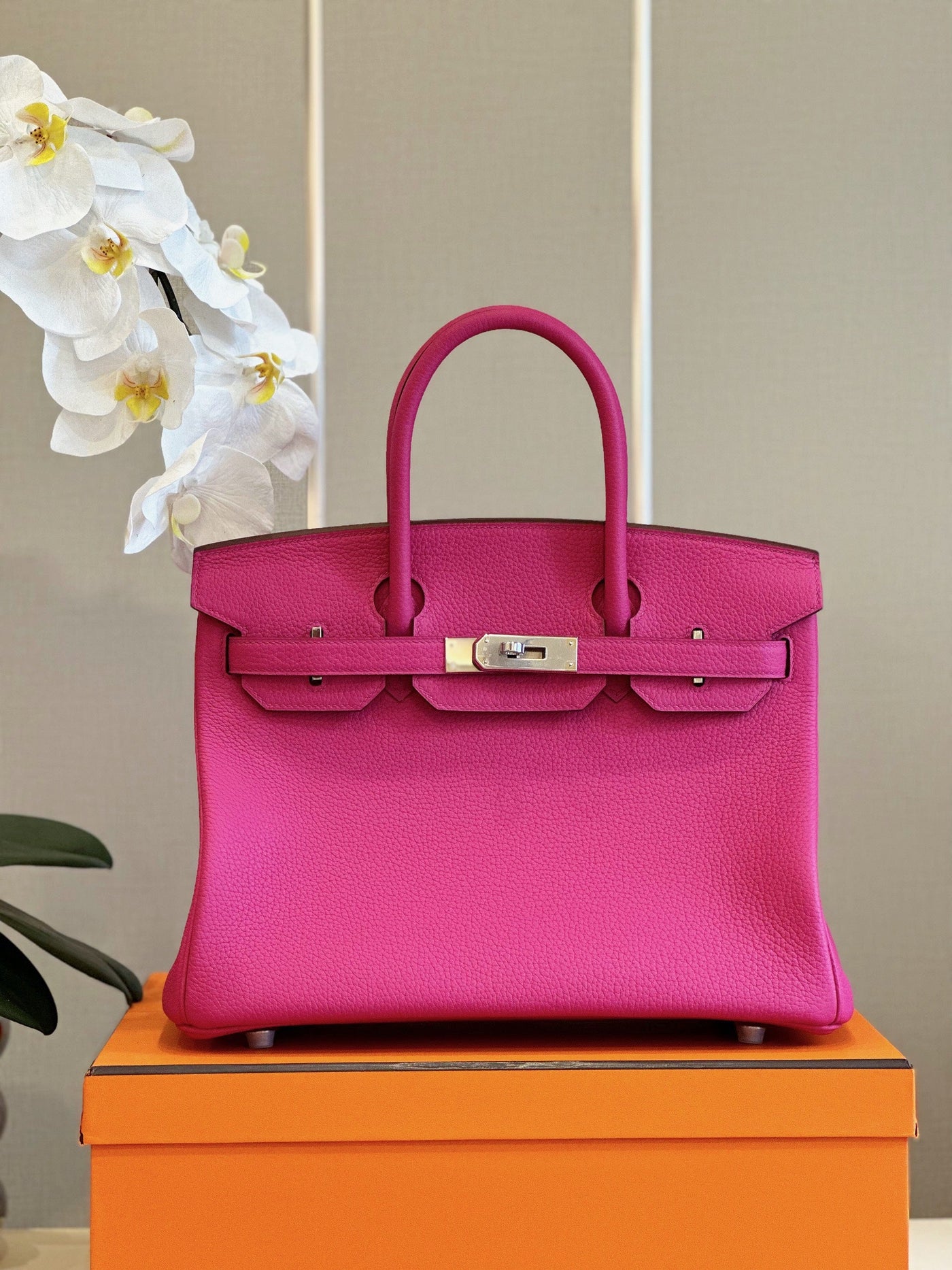 Herm*s birkin phw togo pink lock silver handbags woman’s 30cm - image 6