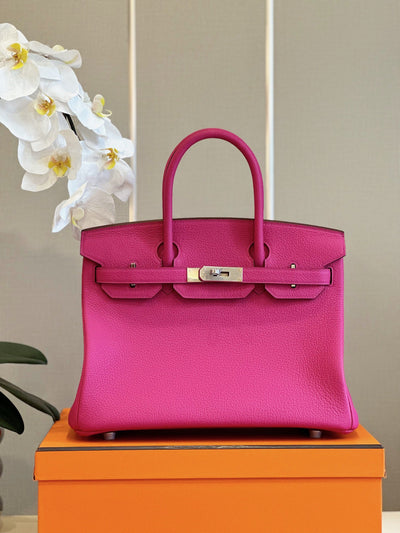 Herm*s birkin phw togo pink lock silver handbags woman’s 30cm - image 6