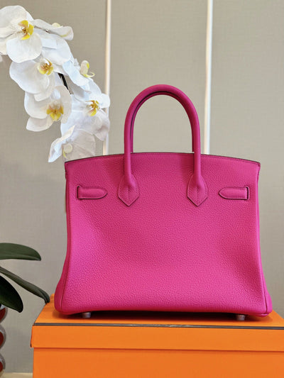 Herm*s birkin phw togo pink lock silver handbags woman’s 30cm - image 7