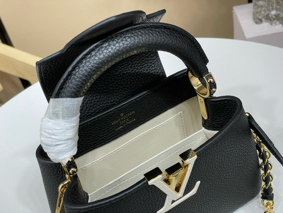 Lou*s Vuitt*n lv capucines bb black cowhide leather handbags 21x14x8cm - image 3