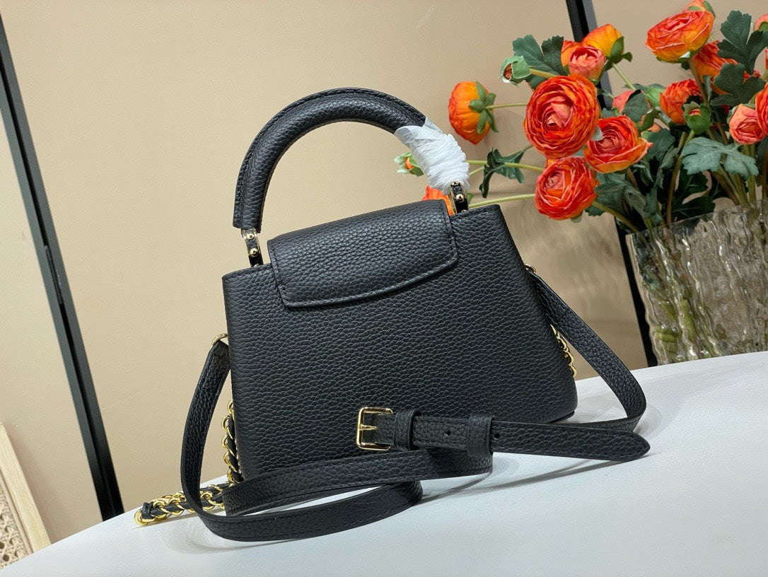 Lou*s Vuitt*n lv capucines bb black cowhide leather handbags 21x14x8cm - image 7