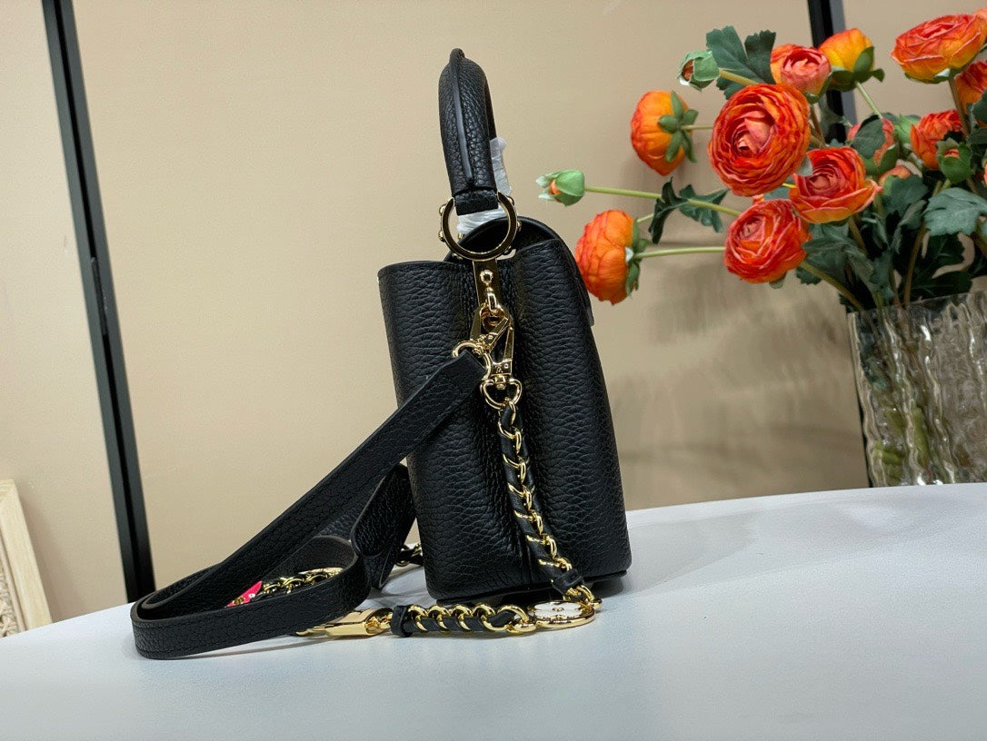 Lou*s Vuitt*n lv capucines bb black cowhide leather handbags 21x14x8cm - image 8