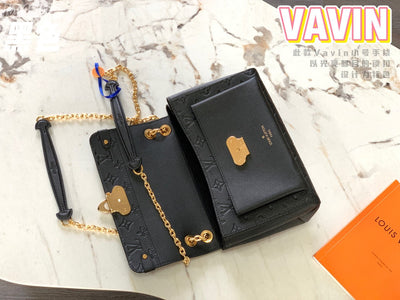 Lou*s Vuitt*n lv vavin monogram black with lock gold like auth handbags 25x18x10cm - image 5