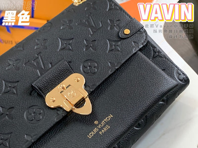 Lou*s Vuitt*n lv vavin monogram black with lock gold like auth handbags 25x18x10cm - image 7