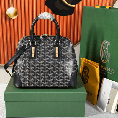 Goya*d alma vedome black replica handbag with fabric wrapped leather strap 24cm - main image