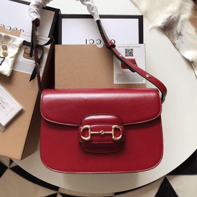 Guc*i 1955 horsebit women’s handbag super smooth red leather 25cm - main image