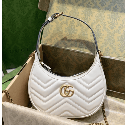 Guc*i gg marmont half moon luxury handbag white 24cm - main image