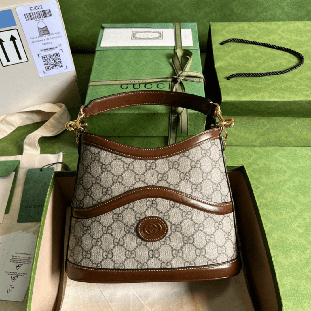 Guc*i handle women’s cowhide handbag with gc like auth logo pattern 25x21cm - main image
