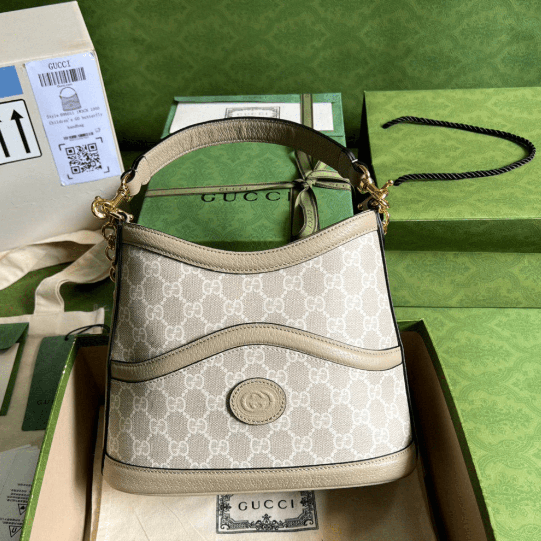 Guc*i handle bag with Guc*i like auth logo pattern 25x21cm - main image