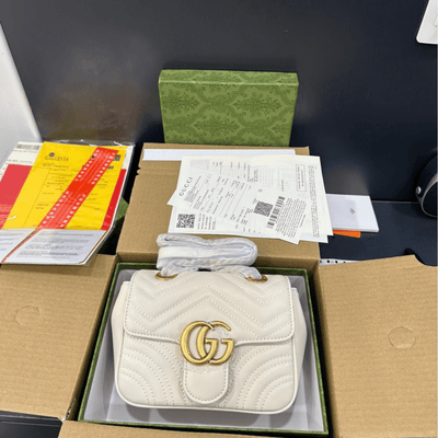 Guc*i marmont high quality white women’s handbag 22cm - main image
