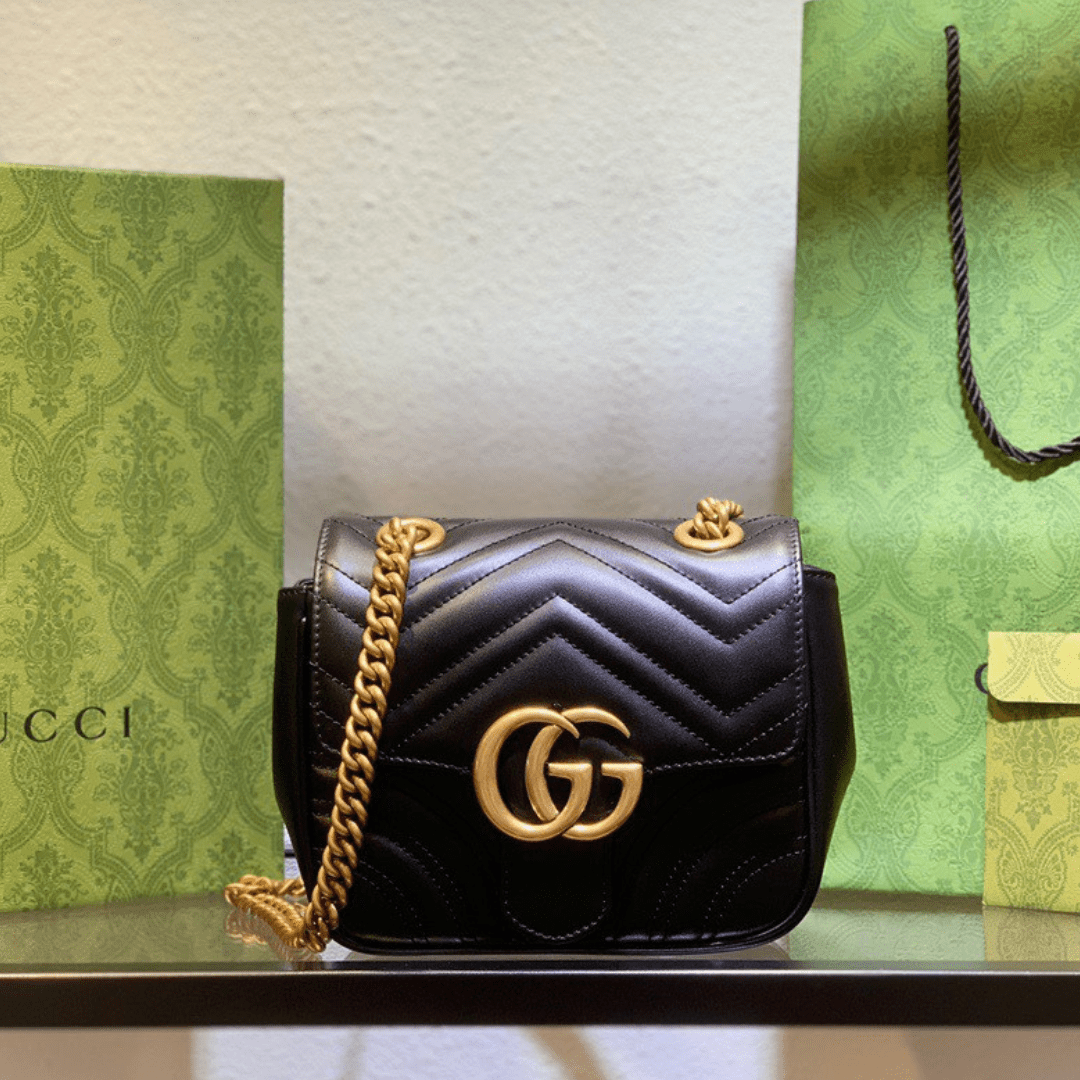 Guc*i marmont rep 11 women’s handbag high quality black 20cm - main image