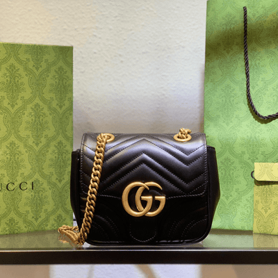 Guc*i marmont rep 11 women’s handbag high quality black 20cm - main image