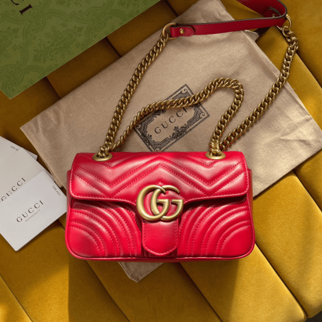 Guc*i marmont replica 11 women’s handbag high quality red 22cm - main image