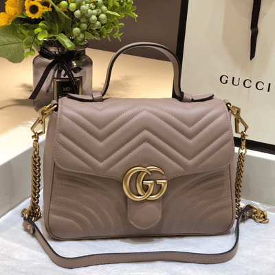 Guc*i marmont top handle like auth women’s handbag with gold buckle 27cm - main image